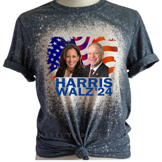 Harris Walz 24 Custom Bleached T-Shirt