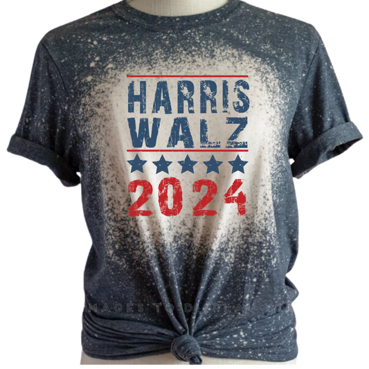 Harris Walz 24 Custom Bleached T-Shirt