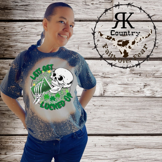 Saint Patrick's Day Lucked Up Irish Skull T-Shirt - Rkcountry Boutique